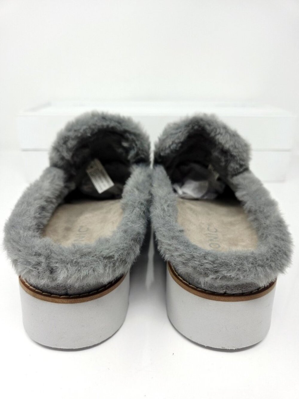 Vionic Shoes Women 8 Kailen Mules Gray Suede Shearling Lining Lug Sole Slides - Picture 6 of 9